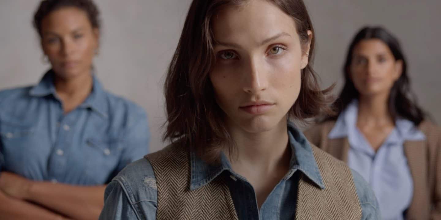 Video of women wearing Polo denim styles.